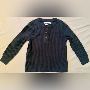 Toddler Boy’s size 2T Dark Green Thermal Long Sleeve Shirt Top w/ buttons